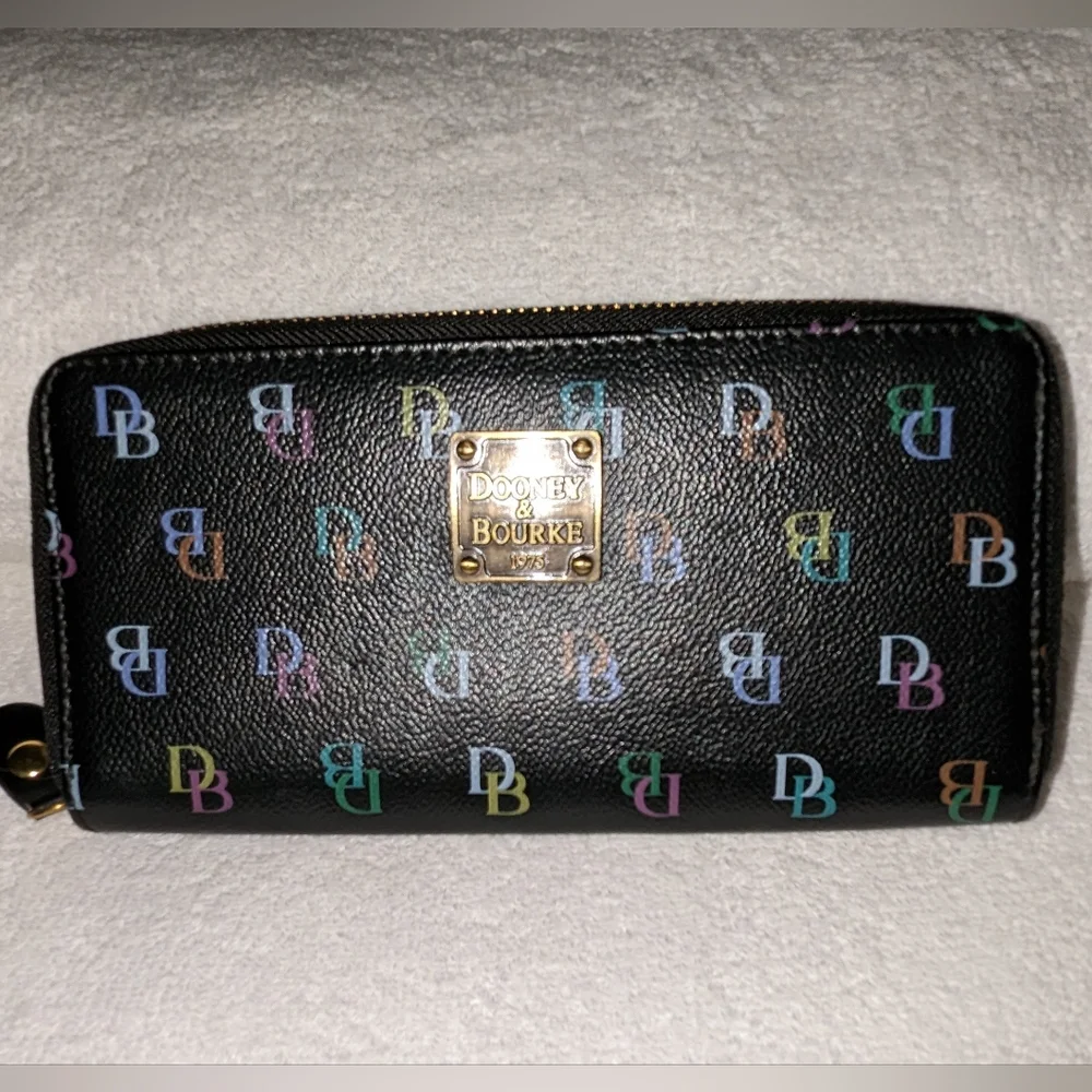 Dooney and Bourke multi color log wallet clutch.